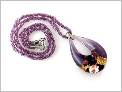 Lavender Pendentif Verre Murano